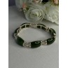 925 Sterling Silver Green Nephrite Bracelet Length 7.5