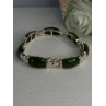 925 Sterling Silver Green Nephrite Bracelet Length 7.5