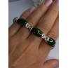 925 Sterling Silver Green Nephrite Bracelet Length 7.5