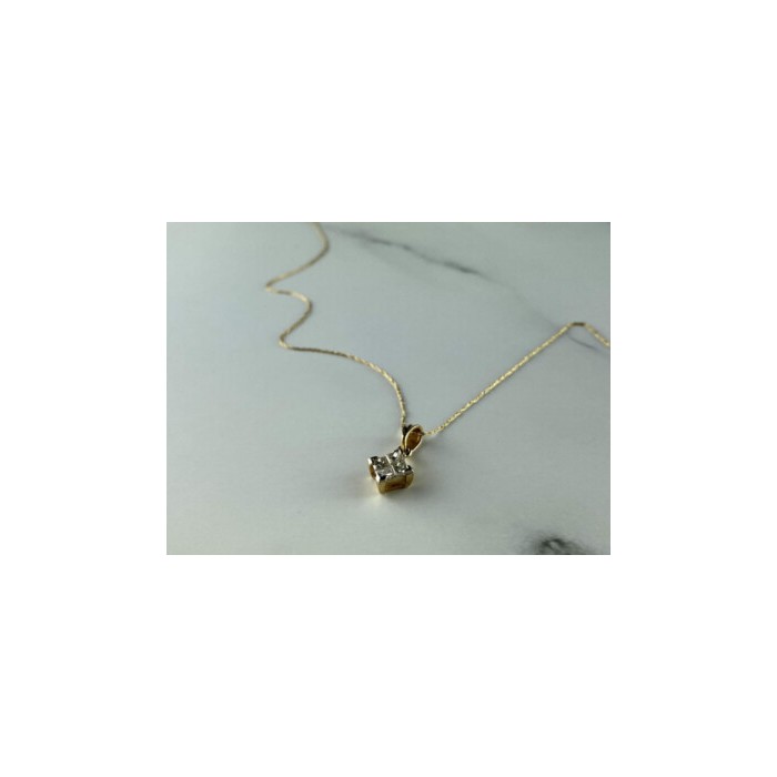 10/14 YELLOW GOLD WHITE SAPPHIRE CHAIN WITH PENDANT