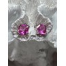 925 Sterling Silver Pink Topaz Earrings Length 0.5 Inch