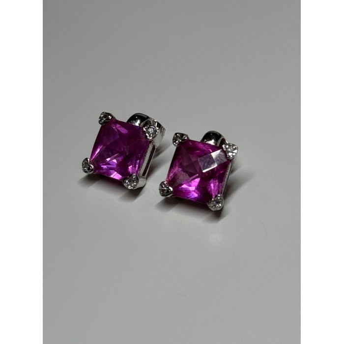 925 Sterling Silver Pink Topaz Earrings Length 0.5 Inch