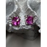 925 Sterling Silver Pink Topaz Earrings Length 0.5 Inch