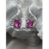 925 Sterling Silver Pink Topaz Earrings Length 0.5 Inch