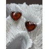 925 Sterling Silver Amber Heart Earrings Length 0.5 Inch