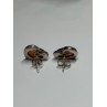 925 Sterling Silver Amber Heart Earrings Length 0.5 Inch