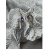 925 Sterling Silver Amethyst Earrings Length 2.6 Inch