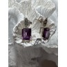925 Sterling Silver Tourmaline & Marcasite Earrings Length 0.7 Inch
