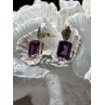 925 Sterling Silver Tourmaline & Marcasite Earrings Length 0.7 Inch