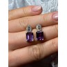 925 Sterling Silver Tourmaline & Marcasite Earrings Length 0.7 Inch
