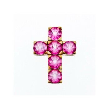 925 Sterling Silver Gold Plated Pink Topaz Cross Pendant