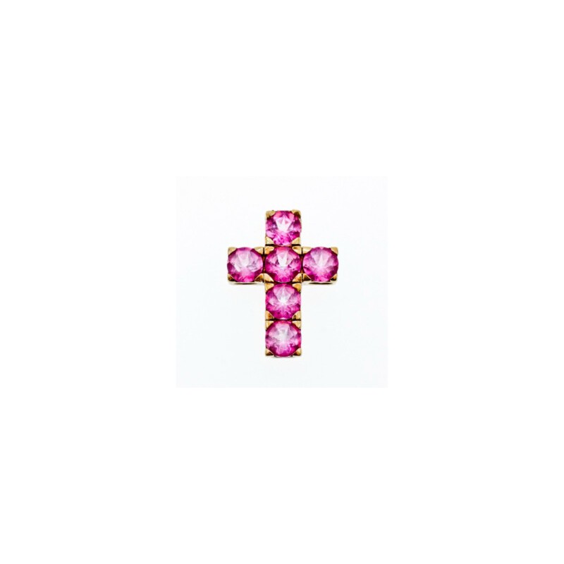 925 Sterling Silver Gold Plated Pink Topaz Cross Pendant