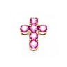 925 Sterling Silver Gold Plated Pink Topaz Cross Pendant