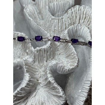 925 Sterling Silver Amethyst Bracelet Length 7 Inch