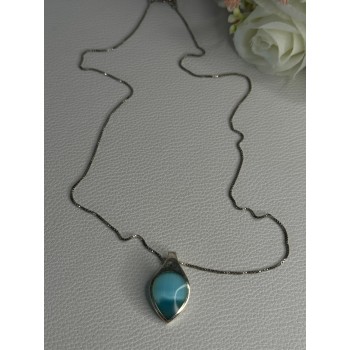 925 Sterling Silver Larimar Necklace Length 18 Inch