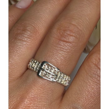 925 Sterling Silver Belt Ring Size 8