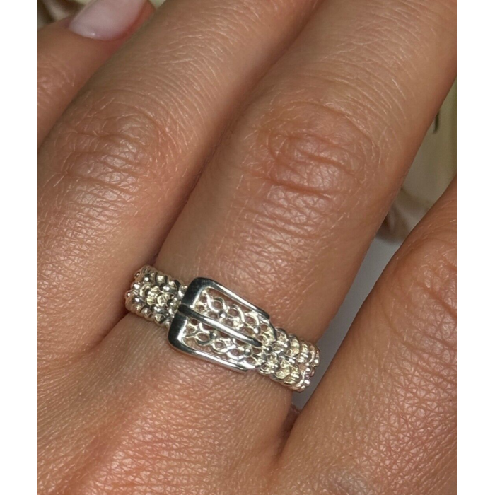 925 Sterling Silver Belt Ring Size 8