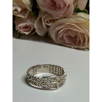 925 Sterling Silver Belt Ring Size 8