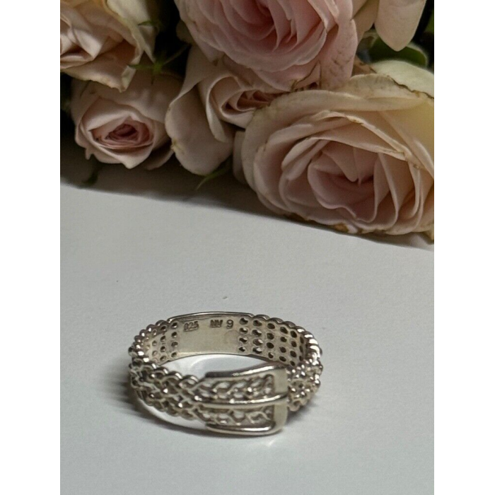 925 Sterling Silver Belt Ring Size 8