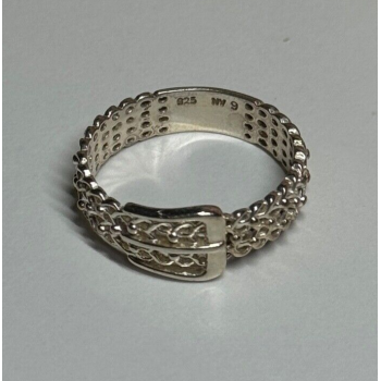 925 Sterling Silver Belt Ring Size 8