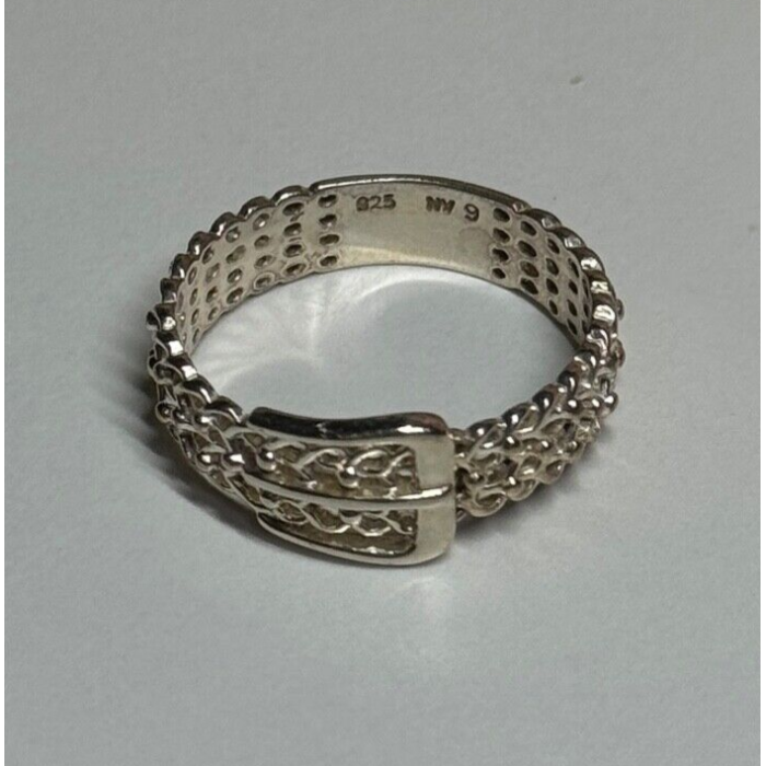 925 Sterling Silver Belt Ring Size 8