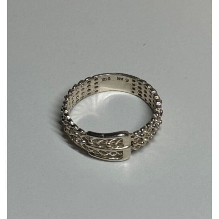 925 Sterling Silver Belt Ring Size 8