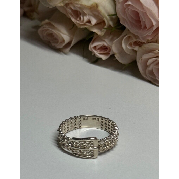 925 Sterling Silver Belt Ring Size 8