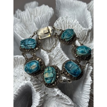 Vintage 925 Sterling Silver Turquoise Bracelet Length 7 Inch