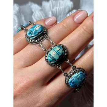 Vintage 925 Sterling Silver Turquoise Bracelet Length 7 Inch