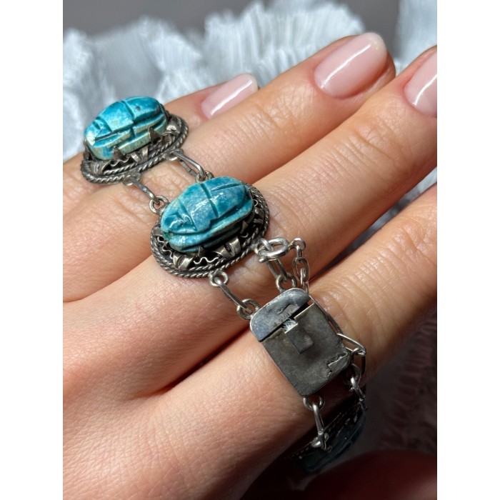 Vintage 925 Sterling Silver Turquoise Bracelet Length 7 Inch