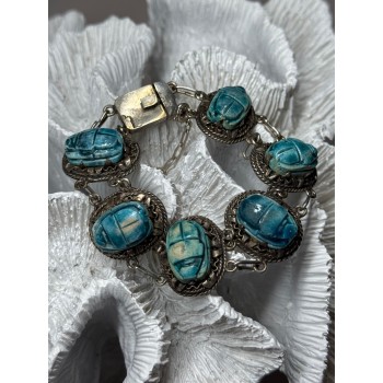 Vintage 925 Sterling Silver Turquoise Bracelet Length 7 Inch