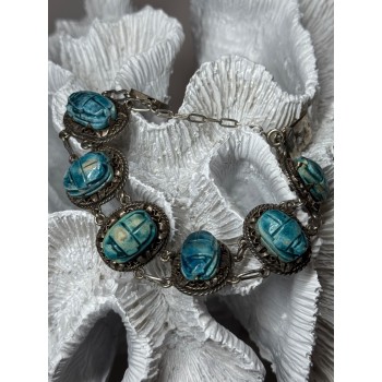Vintage 925 Sterling Silver Turquoise Bracelet Length 7 Inch