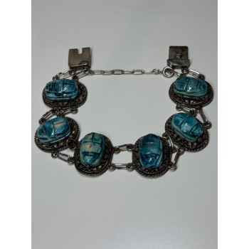 Vintage 925 Sterling Silver Turquoise Bracelet Length 7 Inch