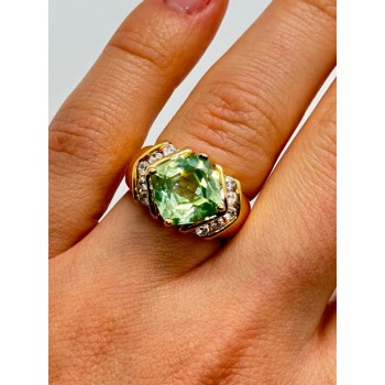 925 Sterling Silver Gold Plated CZ Ring Size 6