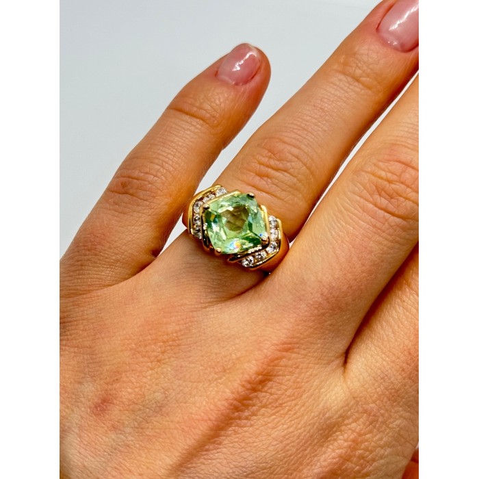 925 Sterling Silver Gold Plated CZ Ring Size 6