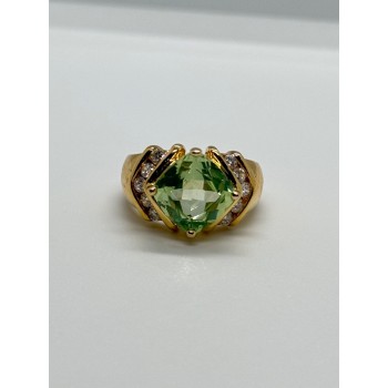 925 Sterling Silver Gold Plated CZ Ring Size 6