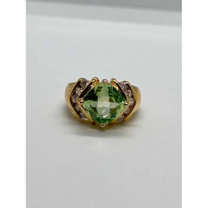 925 Sterling Silver Gold Plated CZ Ring Size 6