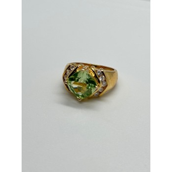 925 Sterling Silver Gold Plated CZ Ring Size 6