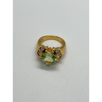 925 Sterling Silver Gold Plated CZ Ring Size 6