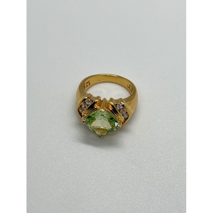 925 Sterling Silver Gold Plated CZ Ring Size 6