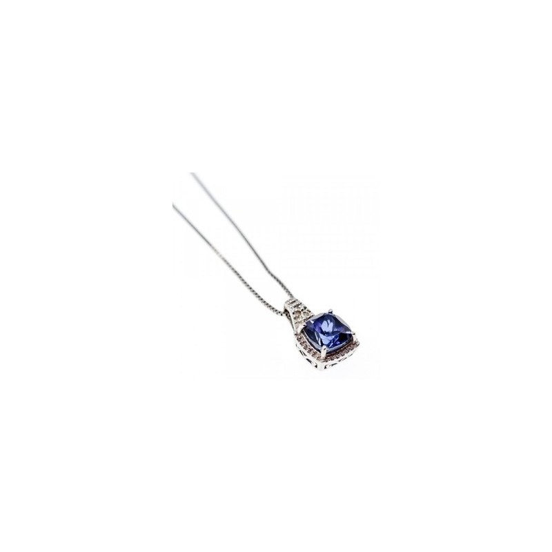 925 Sterling Silver Sapphire & Diamond Chain with Pendant