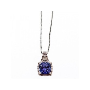 925 Sterling Silver Sapphire & Diamond Chain with Pendant
