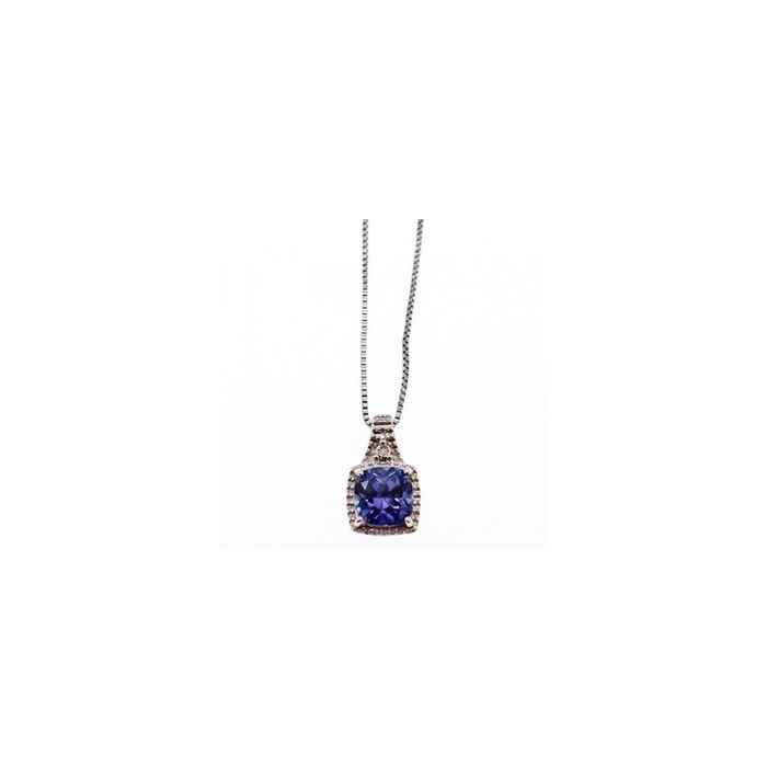 925 Sterling Silver Sapphire & Diamond Chain with Pendant