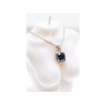 925 Sterling Silver Sapphire & Diamond Chain with Pendant