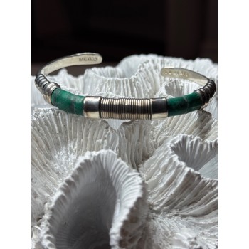 Vintage 925 Sterling Silver Malachite Bracelet