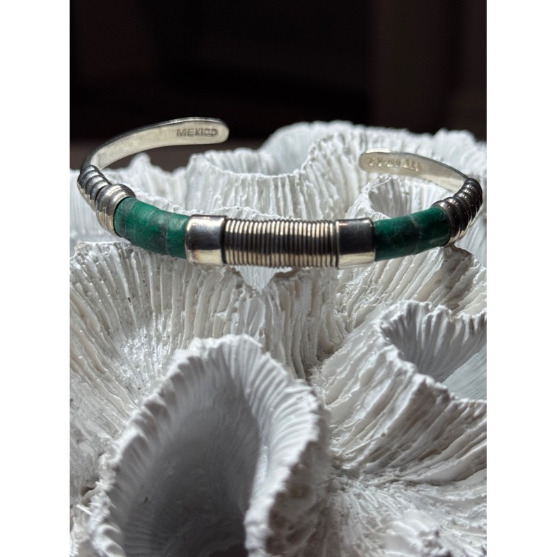 Vintage 925 Sterling Silver Malachite Bracelet