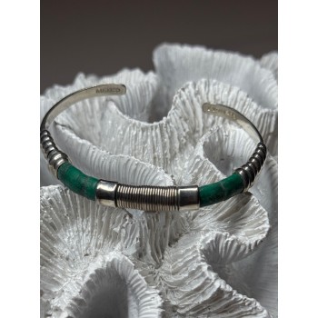 Vintage 925 Sterling Silver Malachite Bracelet