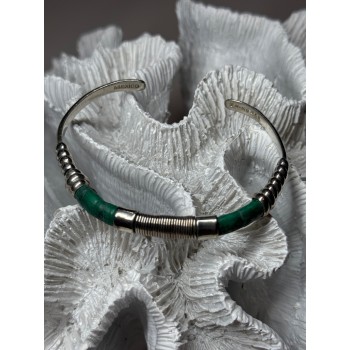 Vintage 925 Sterling Silver Malachite Bracelet
