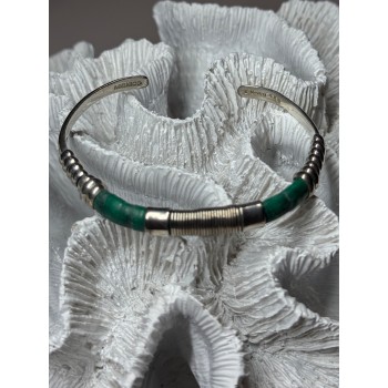 Vintage 925 Sterling Silver Malachite Bracelet