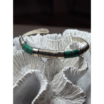 Vintage 925 Sterling Silver Malachite Bracelet
